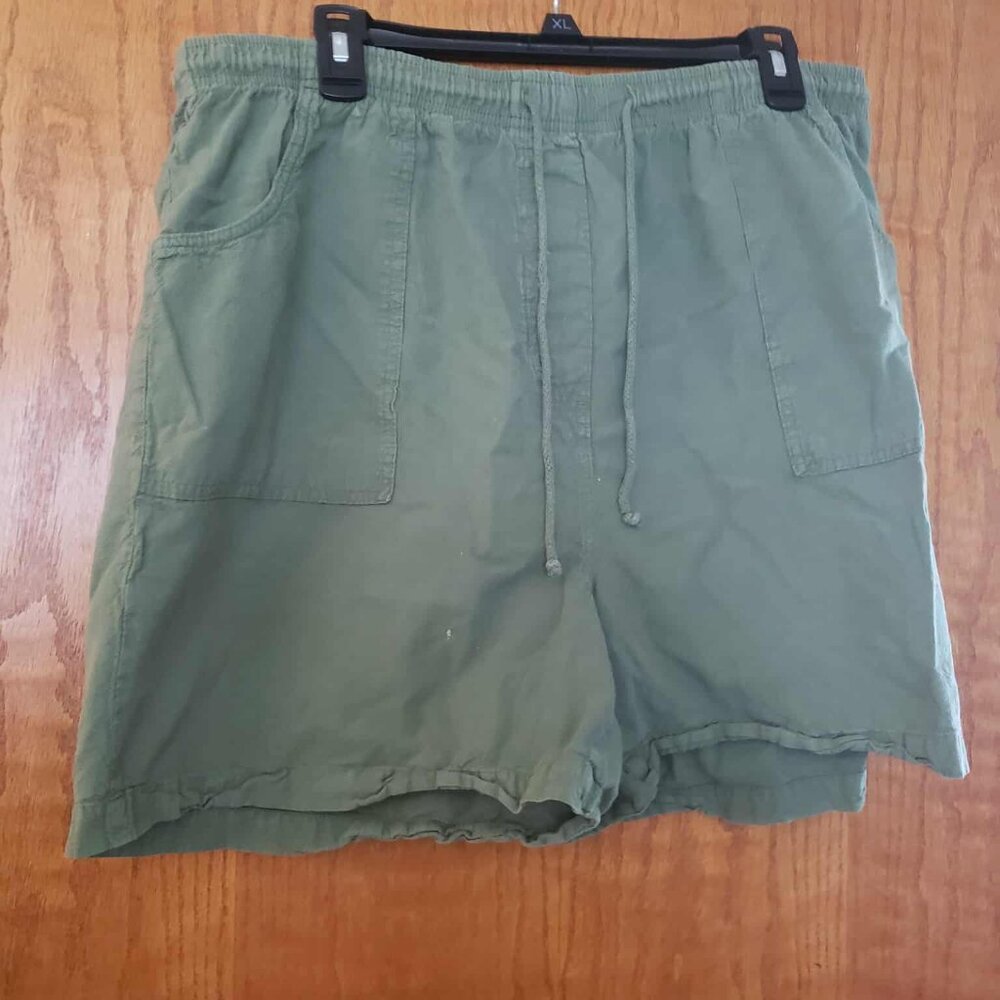 Classic Elements Men’s Olive Green Cotton Drawstring Shorts XL | Casual